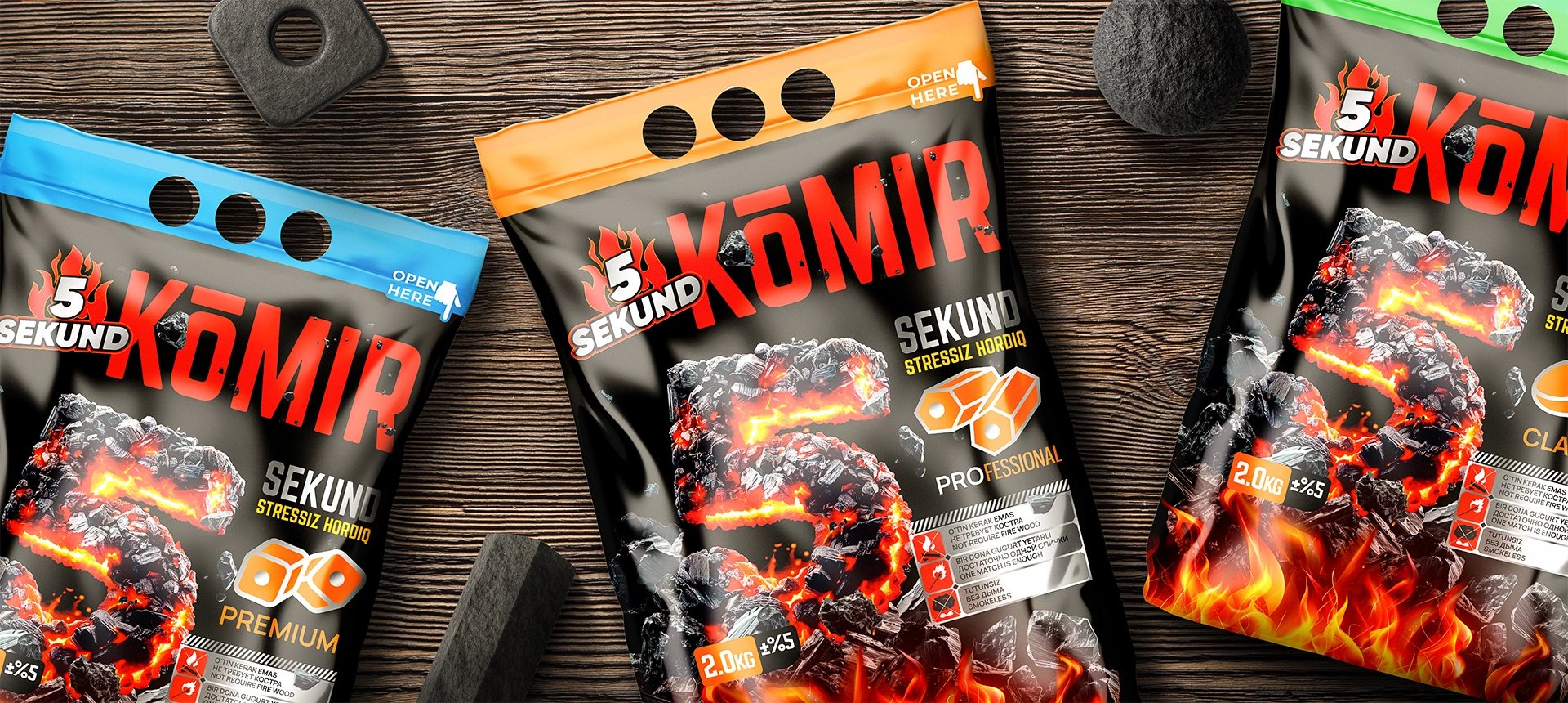 5 SEKUND — нейминг и дизайн упаковки для брикетного угля