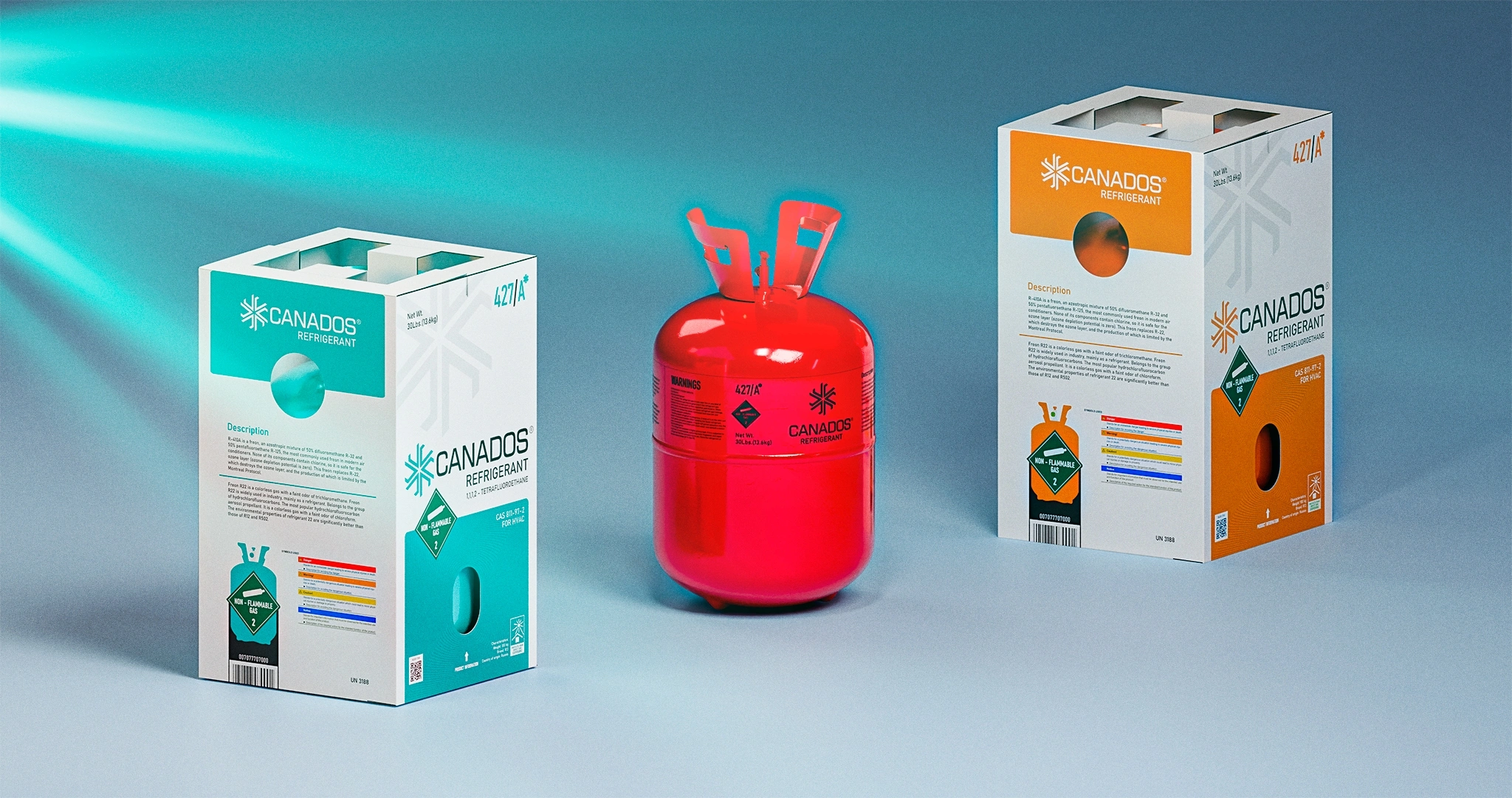 Canados — freon mahsulotlari uchun neyming, logotip va qadoq dizayni