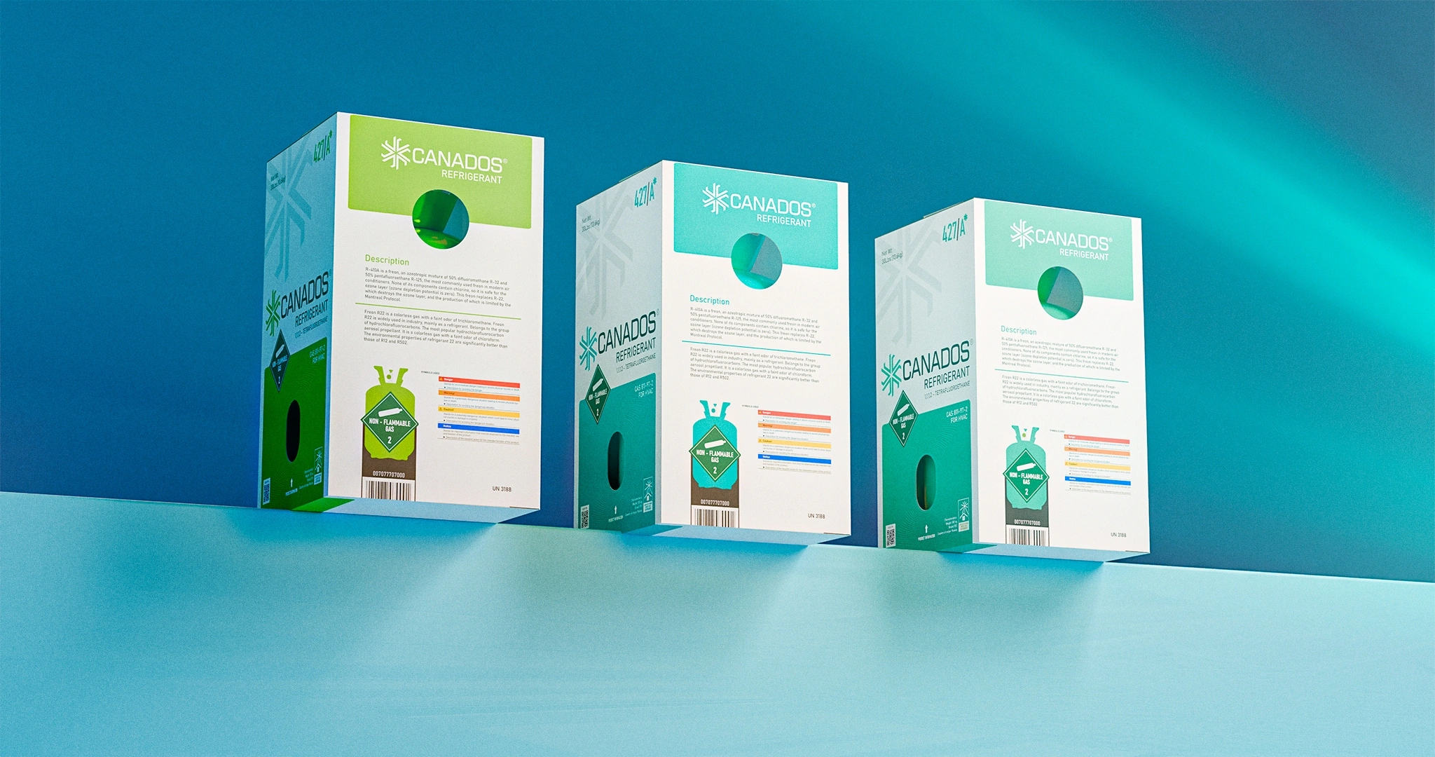 Canados — freon mahsulotlari uchun neyming, logotip va qadoq dizayni