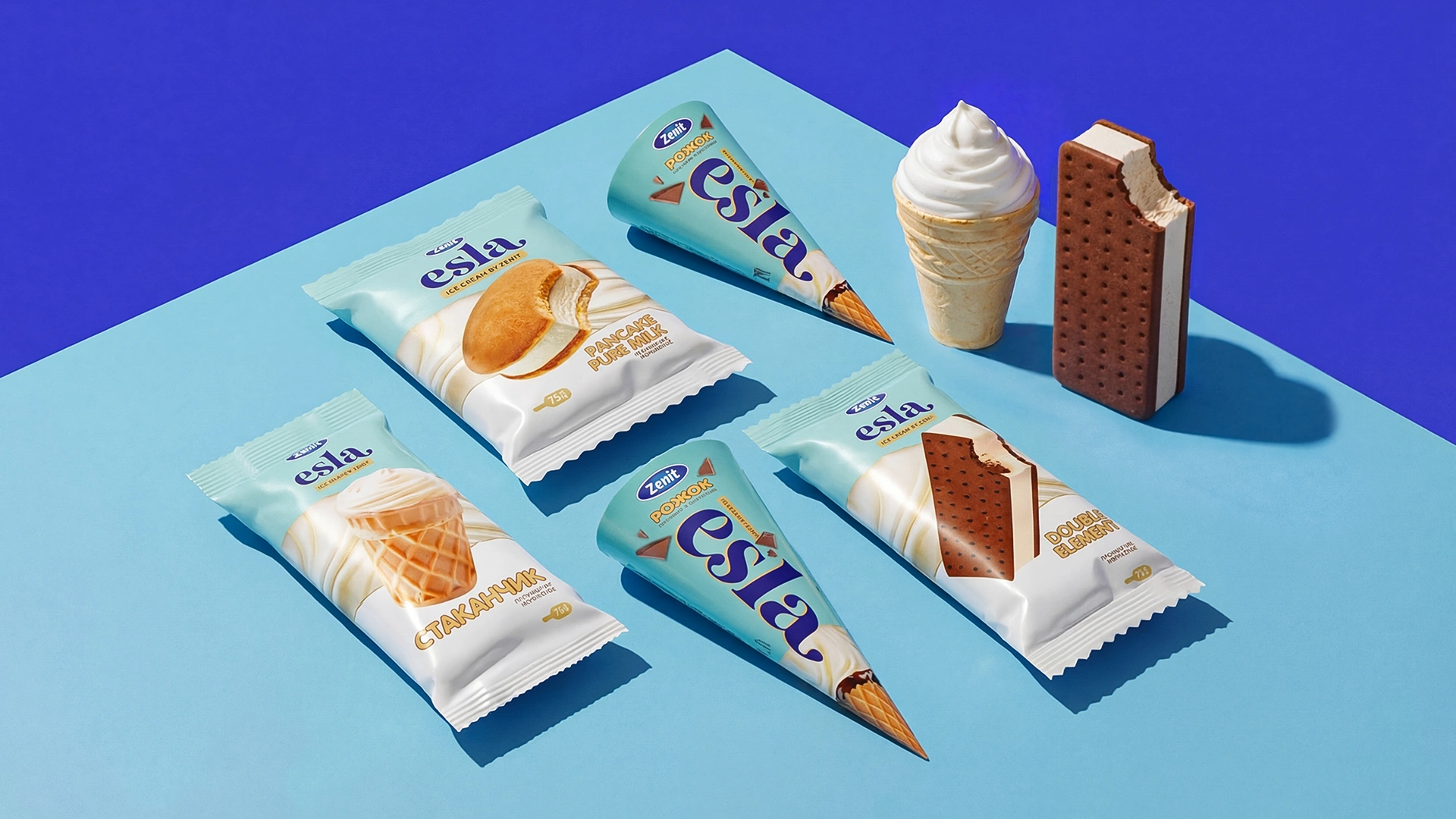 Esla — дизайн упаковки и нейминг бренда мороженого