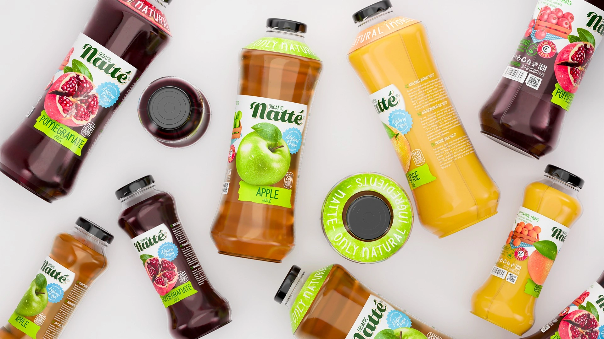 Natte — naming, logo and label design for natural juices