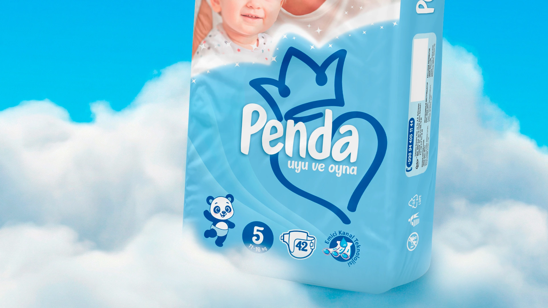 Penda — логотип и дизайн упаковки для подгузников