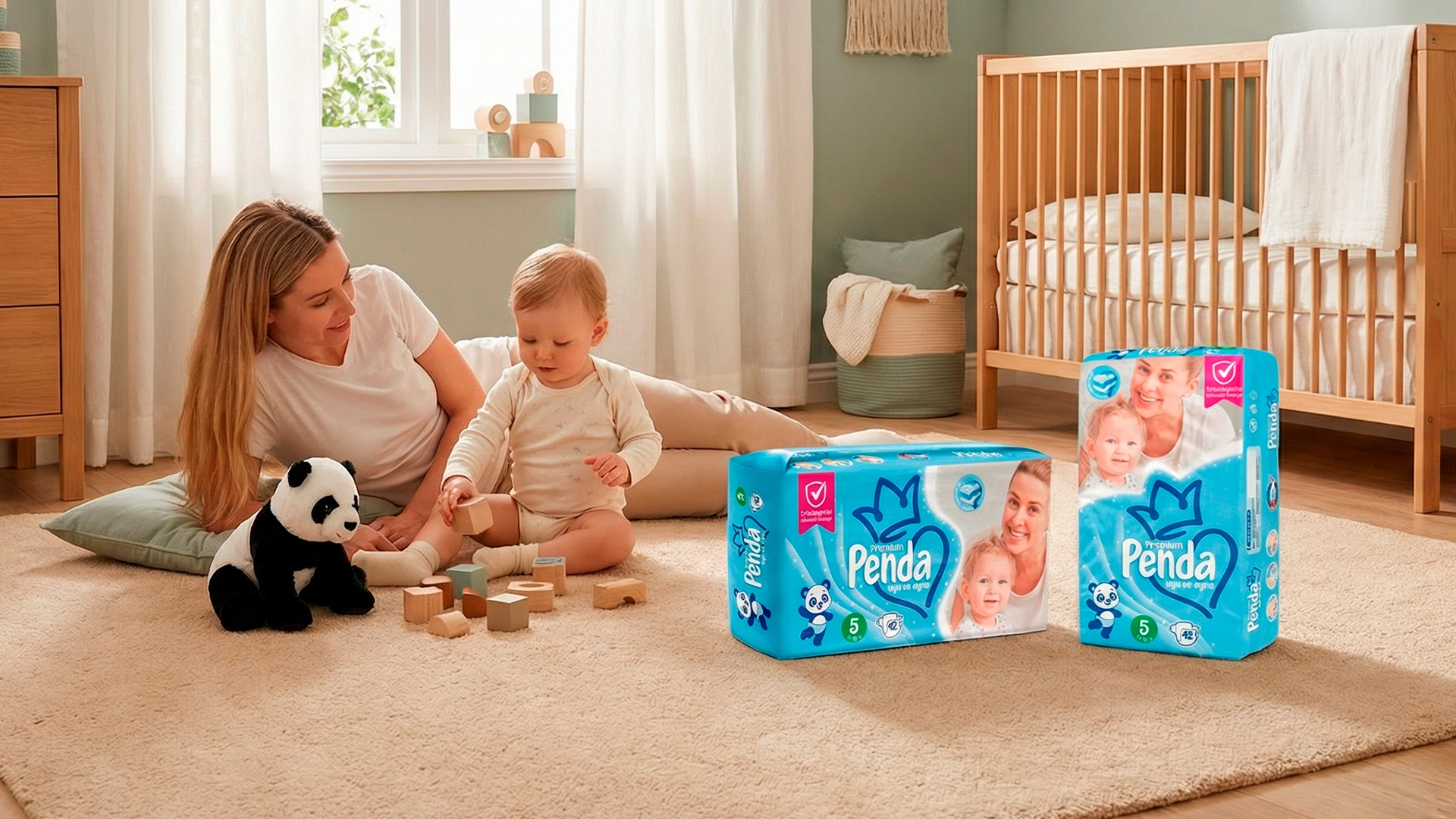 Penda — логотип и дизайн упаковки для подгузников